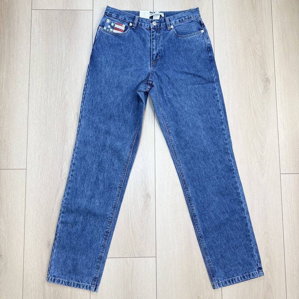 VTG Y2K Tommy Hilfiger Womens 4 Relaxed Fit Straight Jeans NWT Flag Denim Pants!